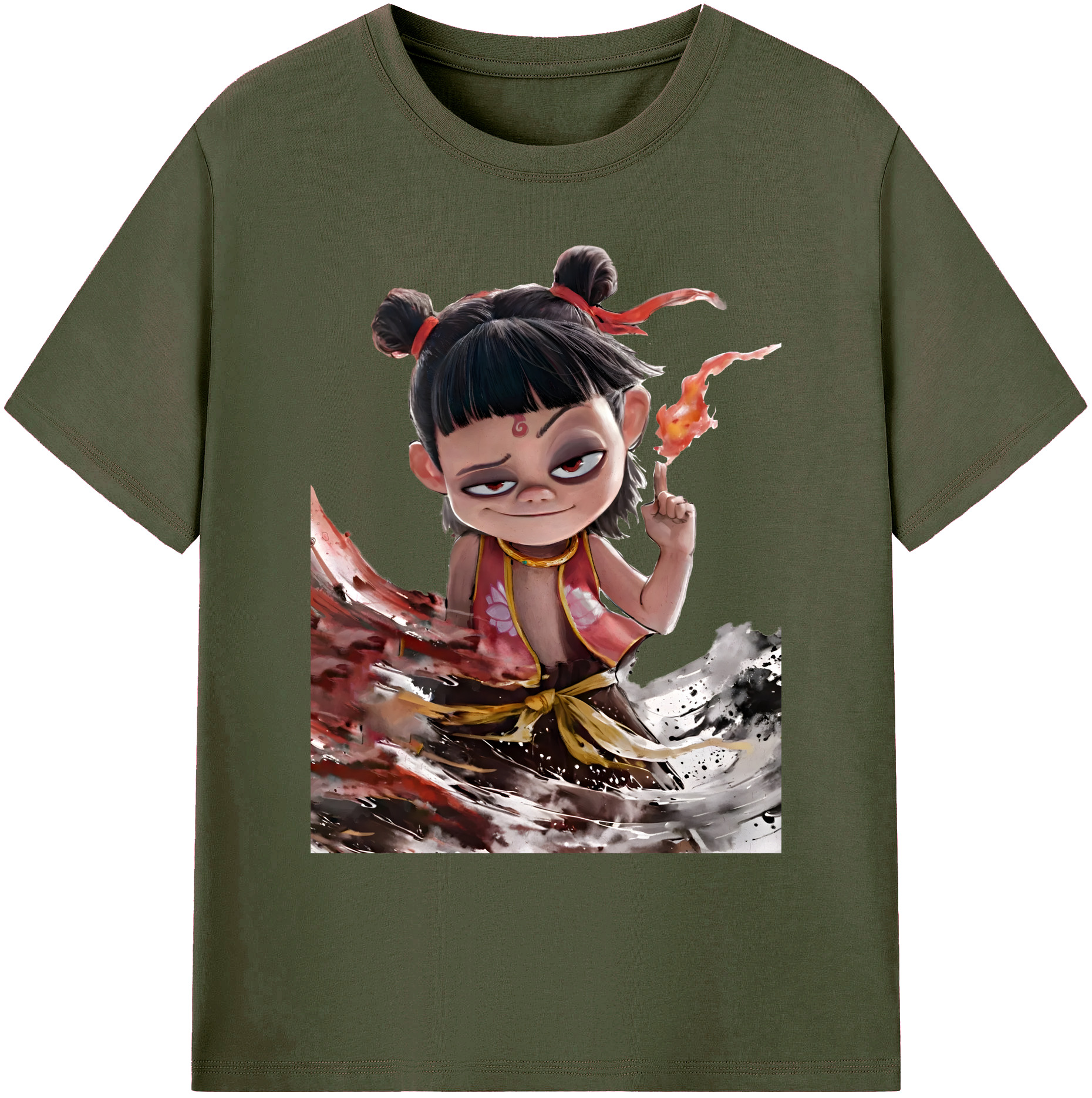 （画像用） Ne Zha 2 ナタ 魔童の大暴れ 綿100％ メンズ半袖Tシャツ｜肌触りやわらか＆通気性